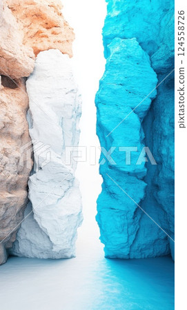 Surreal desert with glowing silver and icy blue sand at twilight Surreal desert with glowing silver and icy blue sand at twilight 124558726