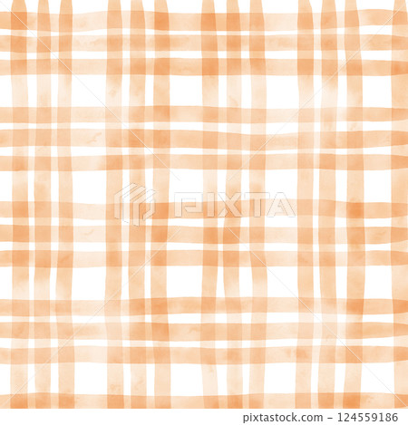 Orange Plaid Gingham Hand Drawn Background Pattern Overlay 124559186