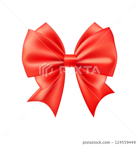 3D Realistic red gift bow. Christmas, birthday and sale decoration. 124559449