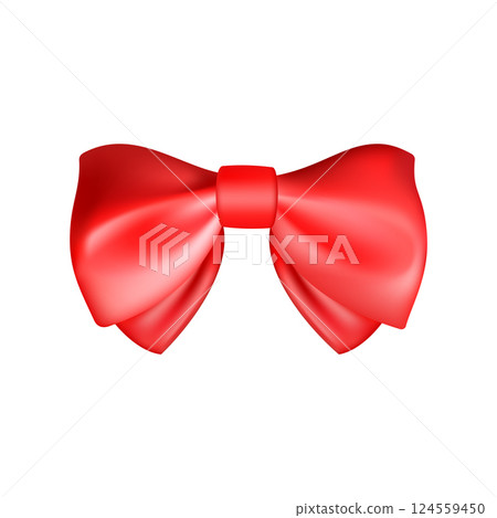 3D Realistic red gift bow. Christmas, birthday and sale decoration. 3D Realistic red gift bow. Christmas, birthday and sale decoration. 124559450
