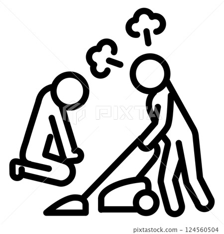易於使用的黑色象形圖 - 家務騷擾 124560504