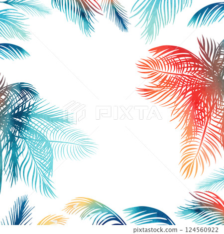 Frame with palm leaves. hand drawn. Not AI, Vector illustration Frame with palm leaves. hand drawn. Not AI, Vector illustration 124560922