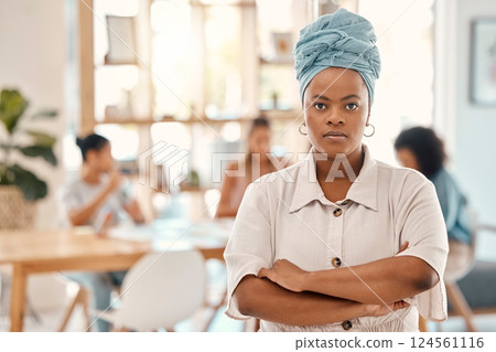 Portrait, black woman and arms crossed in office or meeting and ready for work. Vision, goals or leadership of corporate female manager, ceo or company leader with mindset for success in workplace Portrait, black woman and arms crossed in office or meeting and ready for work. Vision, goals or leadership of corporate female manager, ceo or company leader with mindset for success in workplace 124561116