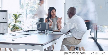 Mentor, black woman leadership or teamwork in collaboration for team building or consulting for business idea in boardroom. Training workshop, leader or manager for company accounting strategy review 124561124