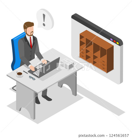 3D Isometric Flat Vector Illustration of Walk-in Closet, Wardrobe Room. Item 3 3D Isometric Flat Vector Illustration of Walk-in Closet, Wardrobe Room. Item 3 124561657