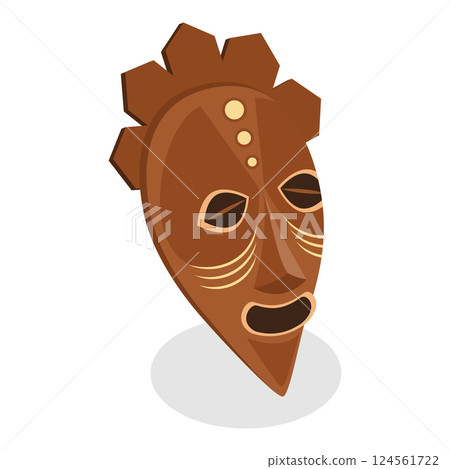 3D Isometric Flat Vector Illustration of African Shaman, Indigenous Tribe Member. Item 1 3D Isometric Flat Vector Illustration of African Shaman, Indigenous Tribe Member. Item 1 124561722