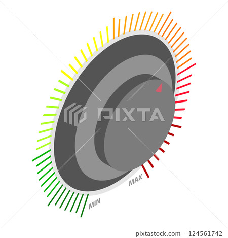 3D Isometric Flat Vector Set of Audio Mixer Dials, Radio Knobs. Item 1 3D Isometric Flat Vector Set of Audio Mixer Dials, Radio Knobs. Item 1 124561742