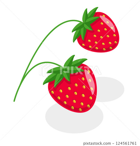3D Isometric Flat Vector Set of Berries, Healthy Detox Natural Products. Item 6 124561761