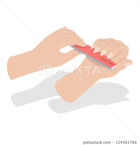 3D Isometric Flat Vector Illustration of Manicure Procedure, Nail Beauty Spa. Item 6 124561768
