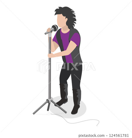 3D Isometric Flat Vector Illustration of Rock Musicians, Young Artists Playing Music Instruments. Item 4 3D Isometric Flat Vector Illustration of Rock Musicians, Young Artists Playing Music Instruments. Item 4 124561781