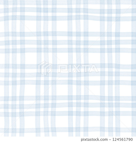 Light Blue Plaid Gingham Hand Drawn Background Pattern Overlay 124561790