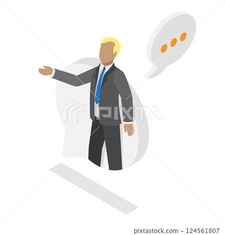 3D Isometric Flat Vector Illustration of Business Discussion, Coworkers Engaging in Dialog and Group Discussion. Item 2 124561807