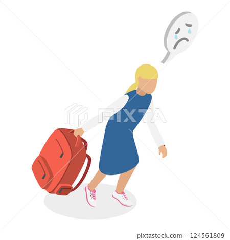 3D Isometric Flat Vector Illustration of Exhausted Schoolchildren, Tired Students Struggling with Academic Demands. Item 1 124561809
