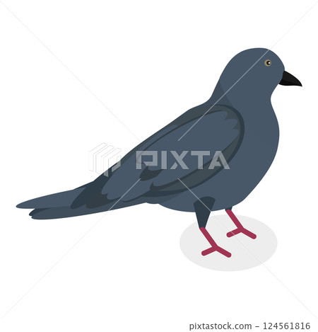 3D Isometric Flat Vector Set of City Birds, Sparrow, Tit, Pigeon, and Crow. Item 2 124561816