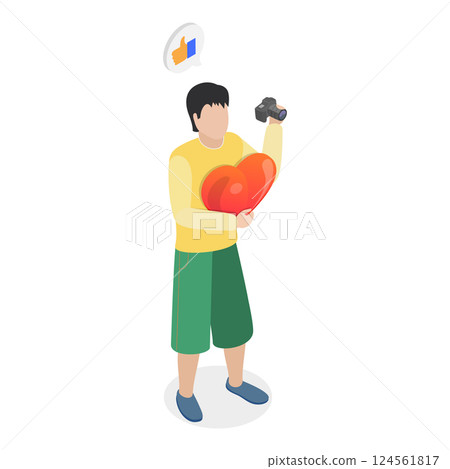 3D Isometric Flat Vector Illustration of K Pop Music Fans, Supporters displaying placards at event.. Item 5 124561817