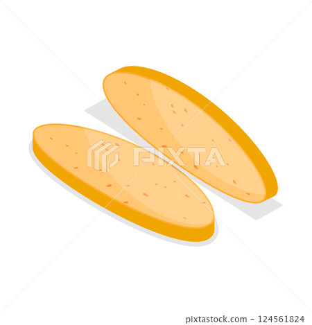 3D Isometric Flat Vector Set of Breakfast Toasted Bread, Baked Bread Products. Item 5 124561824