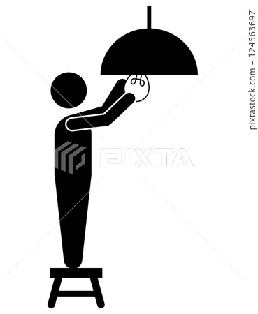 Pictogram of a person changing a light bulb 124563697