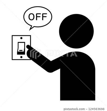 一個人關閉電燈開關的象形圖 124563698