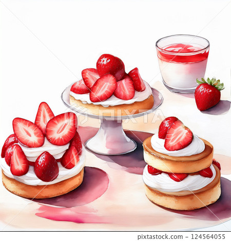 Strawberry cake AI generated image 124564055
