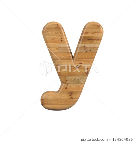 Wood letter Y - Small 3d pine font - Suitable for Decoration, nature or wood related subjects 124564086