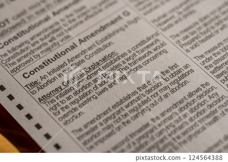 Selective focus on Constitutional Amendment G for abortion Selective focus on Constitutional Amendment G for abortion 124564388