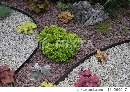 A well-maintained garden area featuring a variety of plants. Textured Landscape Design A well-maintained garden area featuring a variety of plants. Textured Landscape Design 124564647