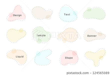 Liquid shapes loose frames set abstract squishy wavy vector illustration dashed line decoration 124565089