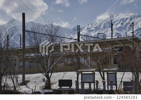 Mt. Goryu, Mt. Karamatsu, Hakuba Station and Rokujizo, beautiful spring scenery of Hakuba, Hakuba Village, Nagano Prefecture Mt. Goryu, Mt. Karamatsu, Hakuba Station and Rokujizo, beautiful spring scenery of Hakuba, Hakuba Village, Nagano Prefecture 124565281