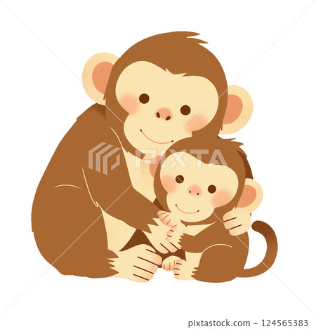 猴子媽媽抱著她的寶寶 124565383