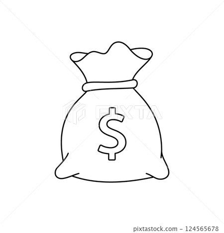 A bag with a dollar sign on it outline symbol. Business and finance. Vector illustration. A bag with a dollar sign on it outline symbol. Business and finance. Vector illustration. 124565678