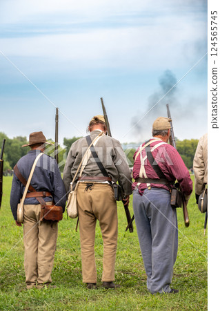 Line of confederate soldiers at the Civil War Days in Canton, South Dakota Line of confederate soldiers at the Civil War Days in Canton, South Dakota 124565745
