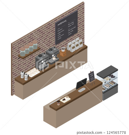 Isometric illustration: Cafe counter 124565778