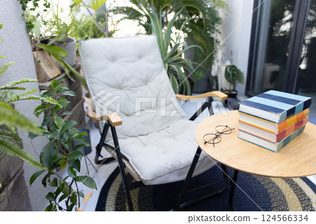 Balcony relaxation space, home, balcony 124566334