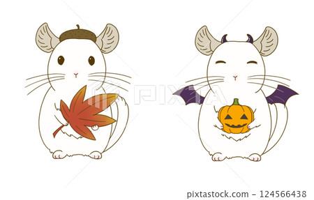 Autumn Chinchilla Illustration Set (White) 124566438