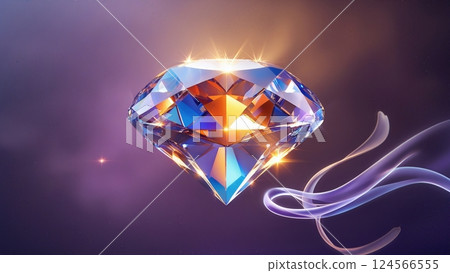 Stunning Glowing Diamond Floating in Air Against Elegant Dark Background and Soft Light Effects Stunning Glowing Diamond Floating in Air Against Elegant Dark Background and Soft Light Effects 124566555