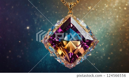 Stunning Multicolor Crystal Ball Isolated on a Black Background for Artistic Display and Photography 124566556