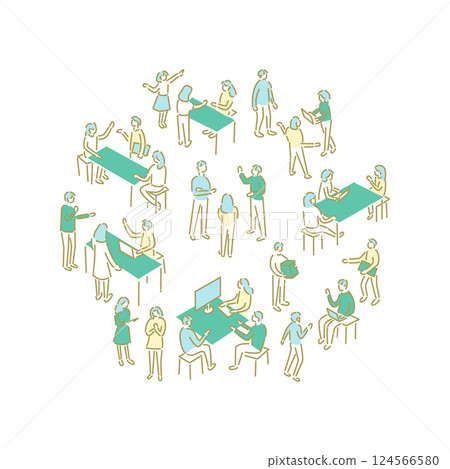 教室/學生/教師插圖 教室/學生/教師插圖 124566580