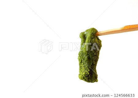 用牙籤挑起的抹茶蕨餅(黑字) 用牙籤挑起的抹茶蕨餅(黑字) 124566633