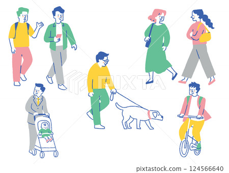 日常生活中的一組人_色 124566640