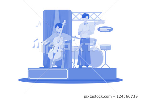 Musicians perform and solve technical problems. Musicians perform and solve technical problems. 124566739