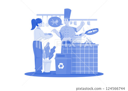 The chef prepares the food The chef prepares the food 124566744