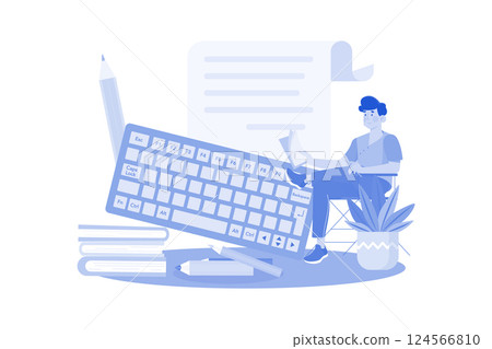 Copywriter creating SEO-optimized copy. 124566810