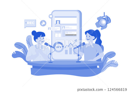 Influencer marketer collaborating for SEO boost. 124566819