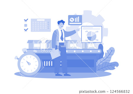Operations manager overseeing productivity and efficiency. 124566832