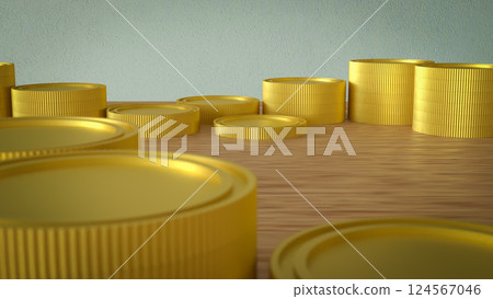 The Gold coins for Business concept 3d Rendering. 124567046