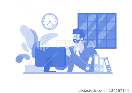 Job seekers start working at the company. 124567144