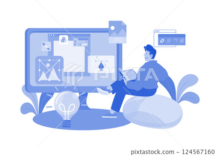 Graphic designers create visual content for campaigns. Graphic designers create visual content for campaigns. 124567160