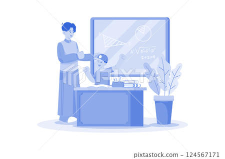 Parent helps child with math homework. Parent helps child with math homework. 124567171