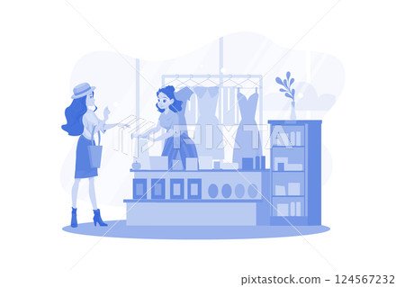 A woman buying souvenirs to give to family and friends 124567232