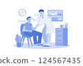 A Doctor Examines A Patient To Diagnose Injury A Doctor Examines A Patient To Diagnose Injury 124567435